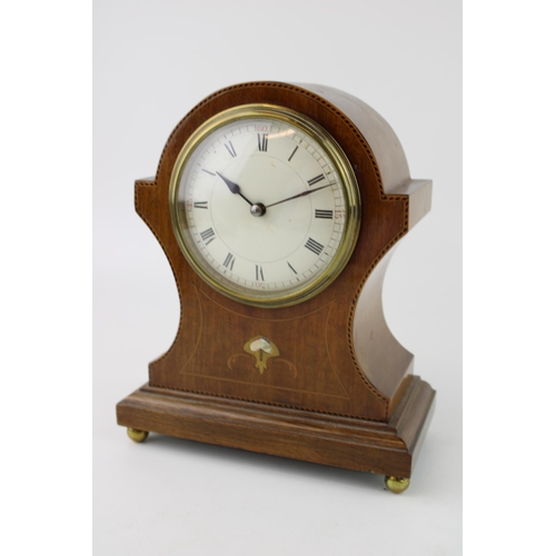 388 - Edwardian Art Nouveau style mahogany mantel clock with French movement