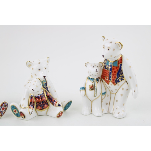 4 - Royal Crown Derby miniature bears to include Mummy and Charlotte with two others (3), first quality ... 