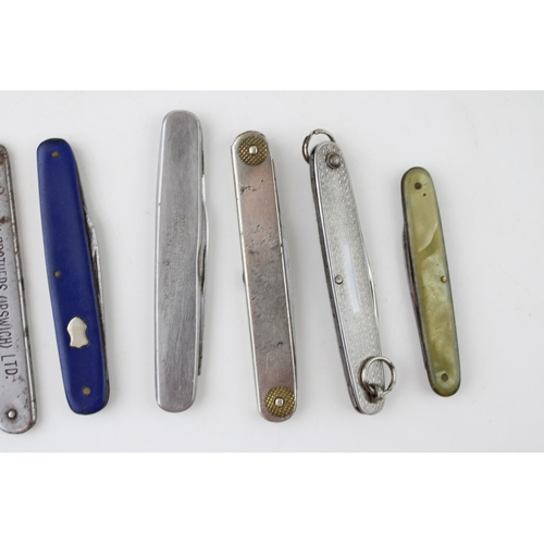 448 - A collection of Sheffield made folding Advertising pocket knives to include Ruaton Garden Co, Smyth ... 