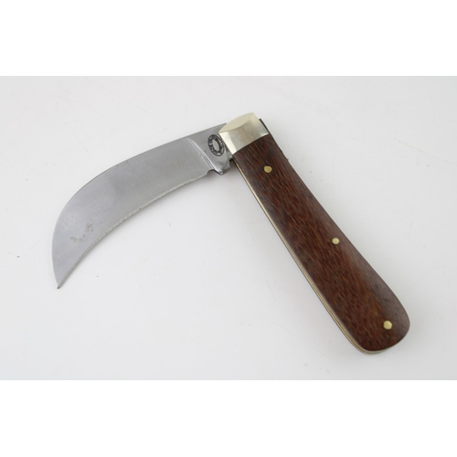 452 - Rosewood handled pocket knife pruner, Sheffield maker, assumed A Wright and Son.