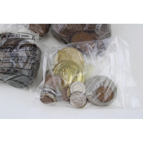 489 - Large collection of UK and continental coins & currency to include pennies, two pennies, two pound c... 