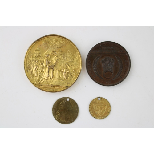 490 - A French Napoleon restoration of the monarchy in France Medallion 1830 gilt copper and Napoleon I Ba... 