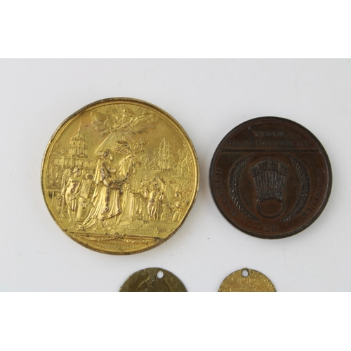 490 - A French Napoleon restoration of the monarchy in France Medallion 1830 gilt copper and Napoleon I Ba... 