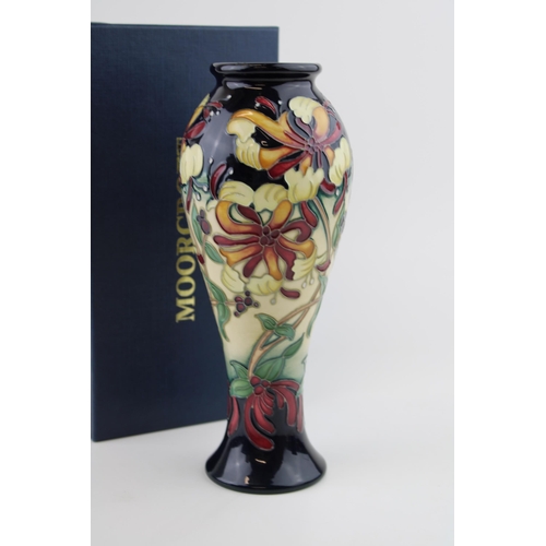 50 - Boxed Moorcroft Honeysuckle Haven trial vase, high shouldered, first quality, 21cm tall.