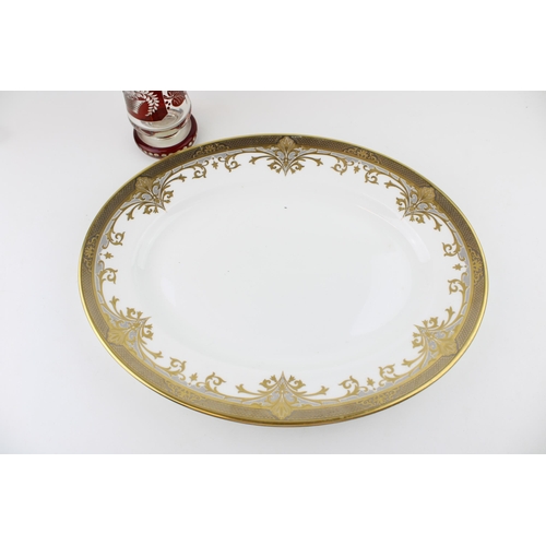 507 - A De Lamerie oval plate with gilt decoration. 40cm x 31cm. Together with a vintage Bohemian Gilt Rub... 