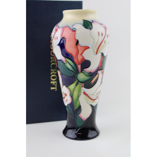 52 - Boxed Moorcroft 'Valley Gardens' vase, first quality, limited edition of 30, 21cm tall.