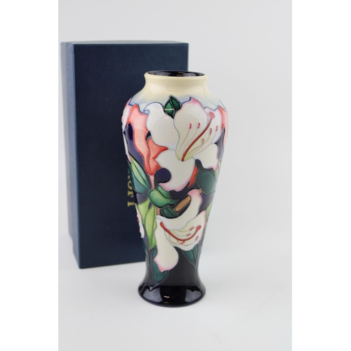 52 - Boxed Moorcroft 'Valley Gardens' vase, first quality, limited edition of 30, 21cm tall.