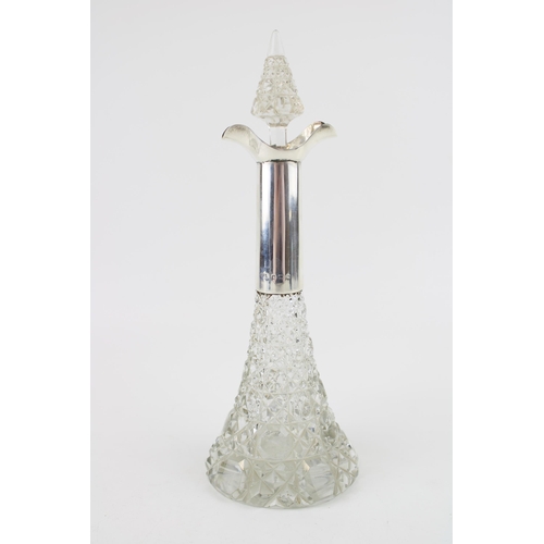 541 - Silver and glass lighthouse perfume bottle, Birmingham 1901, H & T, 24cm tall.