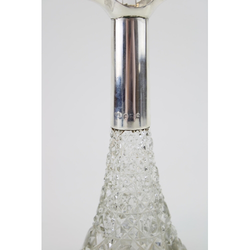 541 - Silver and glass lighthouse perfume bottle, Birmingham 1901, H & T, 24cm tall.