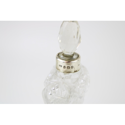 544 - Silver and glass perfume bottle, high shouldered, London 1921, A W Pennington, 15.5cm tall.