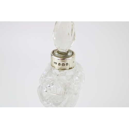 544 - Silver and glass perfume bottle, high shouldered, London 1921, A W Pennington, 15.5cm tall.