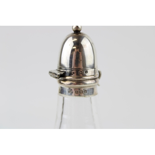 546 - Silver and glass condiment bottle, Birmingham 1910, Elkington & Co, 15cm tall.