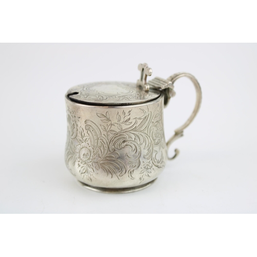 550 - Victorian silver mustard pot, London 1847, CT & G Fox, 81.7g, blue glass liner, 7.5cm wide.