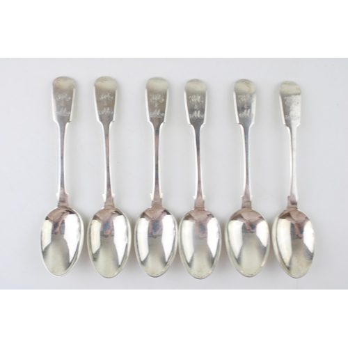 553 - A set of six silver teaspoons, Newcastle 1858, Reid & Sons, 93.7g (6).