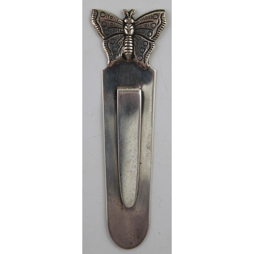 574 - Large silver butterfly bookmark, 8cm long, fully hallmarked.