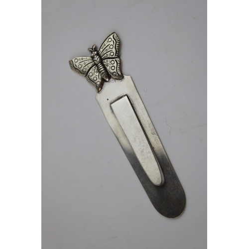 574 - Large silver butterfly bookmark, 8cm long, fully hallmarked.