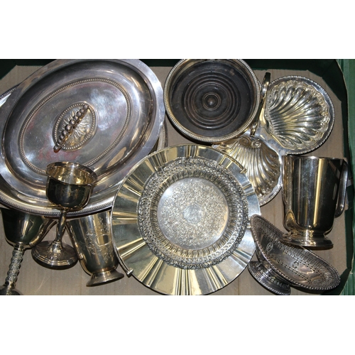 578 - Silver plate to include goblets, a wine cooler, an entree dish and others (Qty).