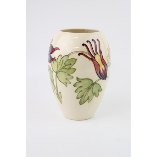 58 - Moorcroft Clematis on magnolia vase, first quality, 18cm tall.