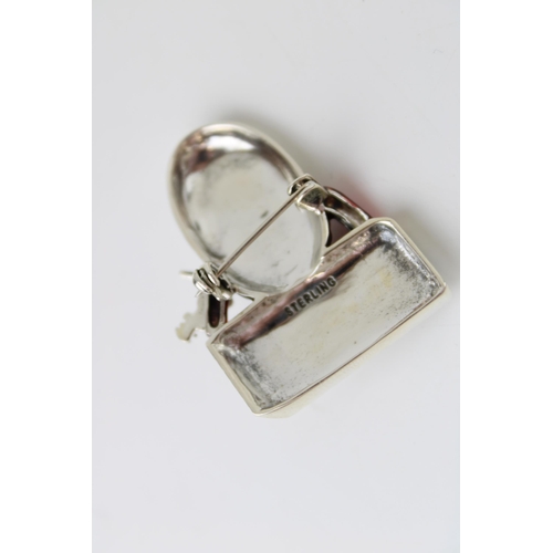 592 - Contemporary sterling silver brooch of Humpty Dumpty, 40mm tall.