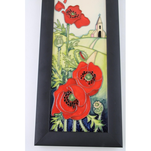 60 - Framed Moorcroft plaque in the 'Gates of Heaven' design, first quality, 34.5cm tall.