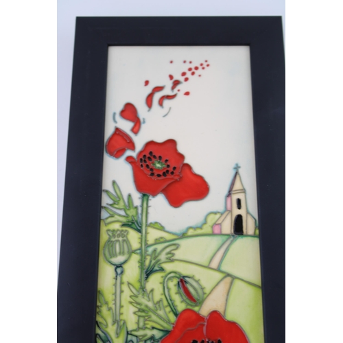 60 - Framed Moorcroft plaque in the 'Gates of Heaven' design, first quality, 34.5cm tall.