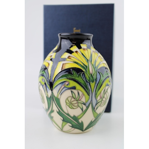 67 - Boxed Moorcroft 'Golden Ray' vase, first quality, 13.5cm tall.