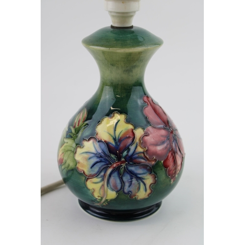 70 - Moorcroft lampbase, Clematis pattern, 23cm tall.