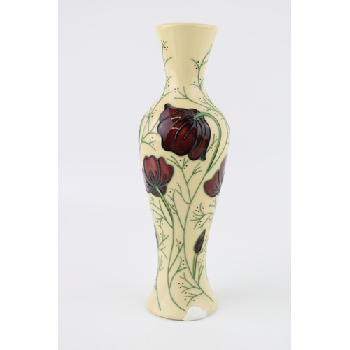 74 - Moorcroft vase in the Chocolate Cosmos design, 21cm tall (repaired chip), red dot