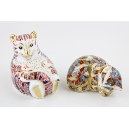 8 - Royal Crown Derby paperweights to include a tiger cub and a sleeping cat (2), first quality with sto... 