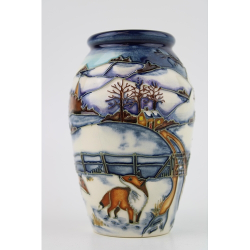 80 - Moorcroft vase in the Woodside Farm pattern, Anji Davenport, 10.5cm tall.