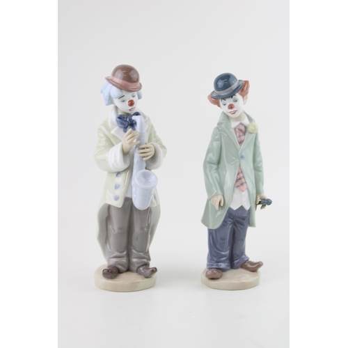 87 - Two Lladro musical clown figures to include Sad Sax and the Violinist (2).