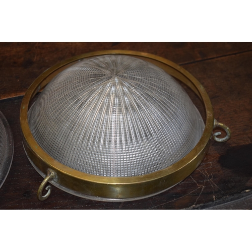 138 - A Holophane Art Deco style celling light (25cm diameter) together with another period glass shade (3... 