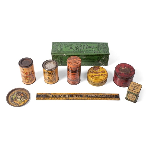 112 - A good collection of early advertising tins to include a 'Ferris & Co' 'Ever-Ready Caddy 