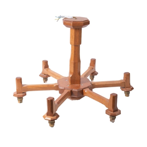 131 - Knightman Family: An Old Mill Furniture (Balk): An Oak Chandelier, the central octagonal port with e... 