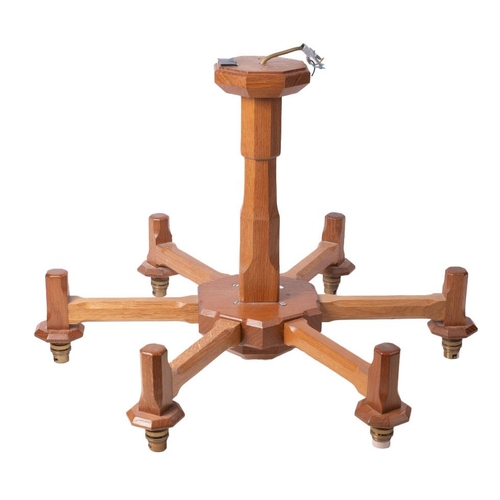 132 - Knightman Family: An Old Mill Furniture (Balk): An Oak Chandelier, the central octagonal port with e... 