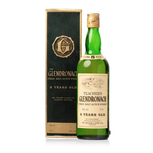 A rare 1970's bottle of Teachers Glendronach 8 years old single malt scotch whisky 75cl in original box