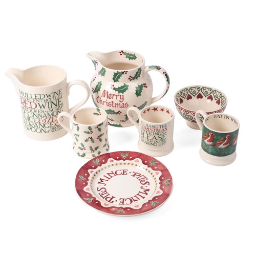 227 - A collection of Emma Bridgewater pottery to include a Holly 3 pint jug, a Christmas Toast large jug,... 