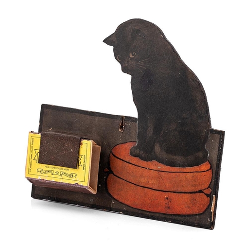 28 - A vintage black cat vesta matchbox holder possibly advertising cigarettes or matches