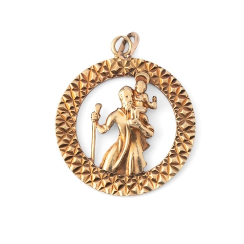 363 - A 14ct gold St Christopher pendant, 2.8g, 2.1cm diameter.