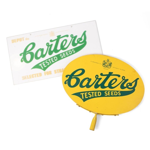 44 - Advertising point of sale display signs for 'Carters Tested Seeds'. To include oval sign on wood and... 