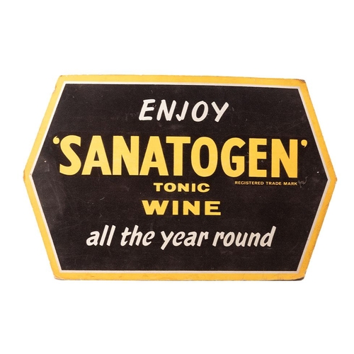 45A - An advertising point of sale shop display card 'Enjoy Sanatogen Tonic Wine', velvet fronted, 72cm wi... 