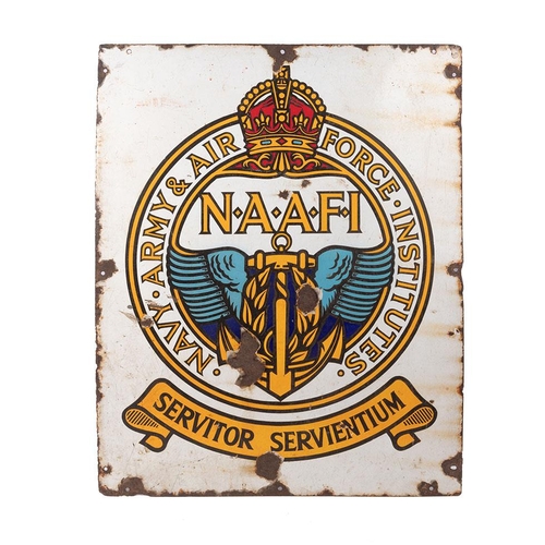 50A - WW2 Era NAAFI Navy Army Air Force Institutes Enamel Advertising Sign Home Front Interest