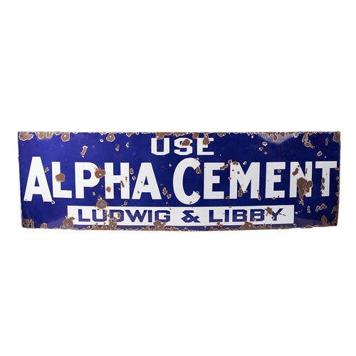 52 - An Alpha Cement Ludwig & Libby enamel advertising sign c1940