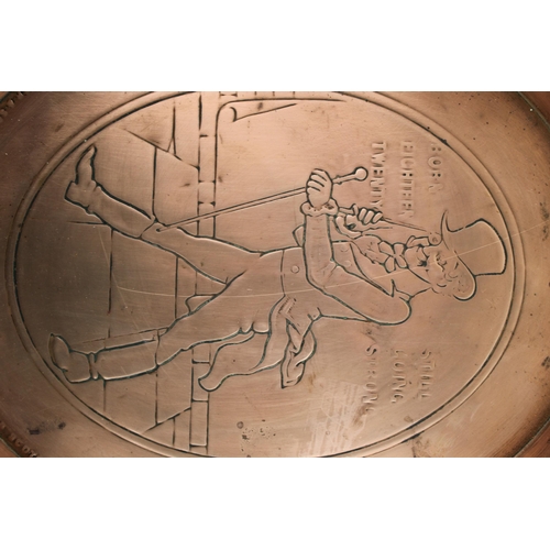 1 - Copper oval advertising tray 'Johnnie Walker', 34cm tall.