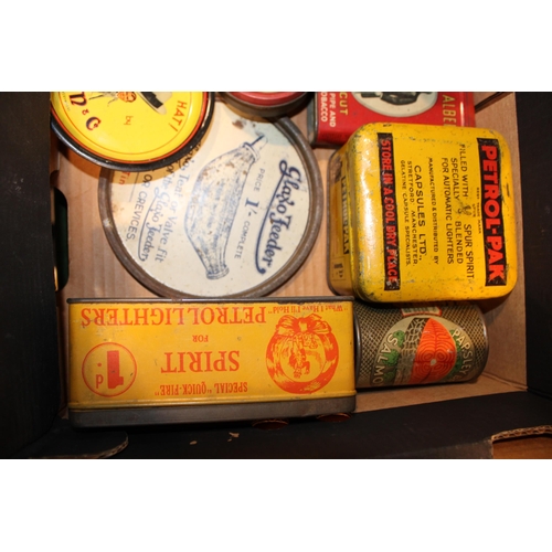 100 - A collection of advertising tins and lids to include 'Prince Albert' and 'High Card' tins together w... 