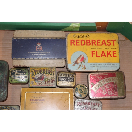 102 - A collection of vintage advertising tins to include 'Creme de Menthe', 'Jasco', 'Maison Lyons' and o... 