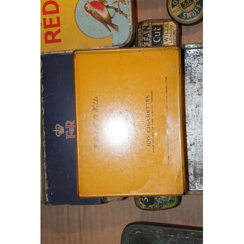 102 - A collection of vintage advertising tins to include 'Creme de Menthe', 'Jasco', 'Maison Lyons' and o... 