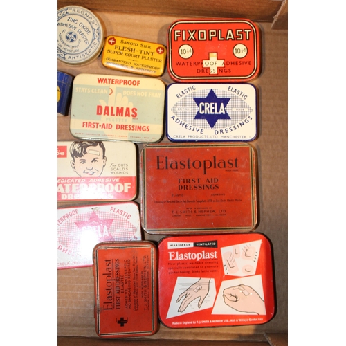 103 - A collection of advertising tins relating to first aid to include plaster tins, band - aids and othe... 