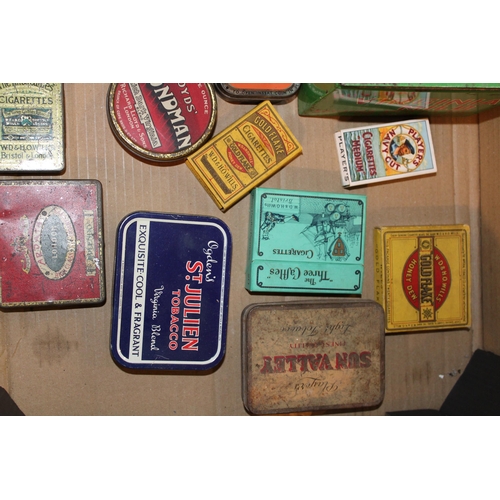 107 - A collection of advertising tins and packaging relating to tobacco, to include brands 'Lloyds Bondma... 