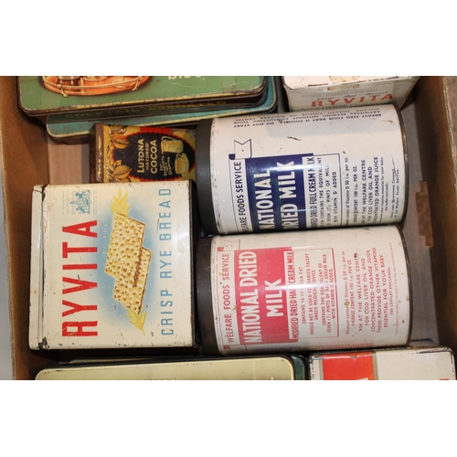 110 - A collection of vintage advertising tins to include 'Huntley & Palmers Cocktail' Assorted Biscuits (... 